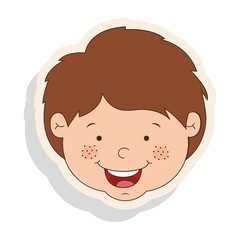 little cute boy face smiling over white background. vector illustration