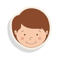 little cute boy face smiling over white background. vector illustration