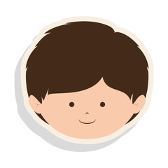 little cute boy face smiling over white background. vector illustration