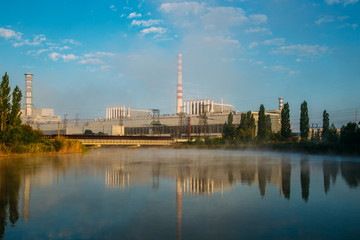 Obraz premium Morning at the Kurchatov water reservoir. 