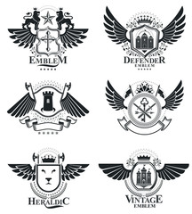 Fototapeta na wymiar Luxury heraldic vectors emblem templates. Vector blazons. Classy