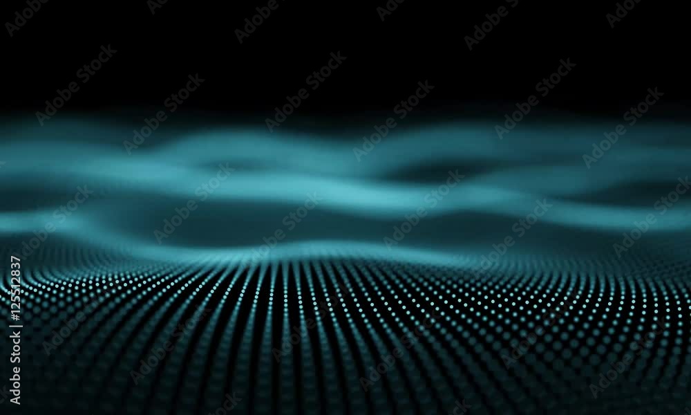 Aufkleber seamless loop. futuristic blue particles wave abstract background - creative design element.