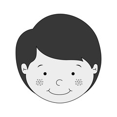 little cute boy face smiling over white background. vector illustration