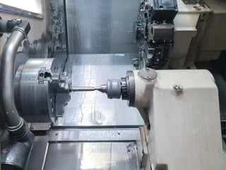 Steel metal automotive parts cutting machine process by CNC lath