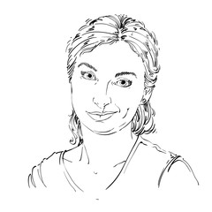 Hand-drawn vector illustration of beautiful skeptic woman, I do
