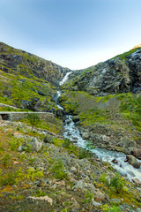 Waterfall in the mountains, Andalsnes, Norway
