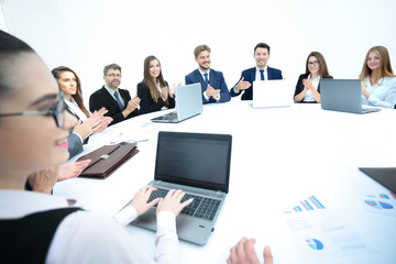 Indoor business conference for managers.