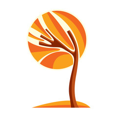 Artistic stylized natural design symbol, creative tree illustrat