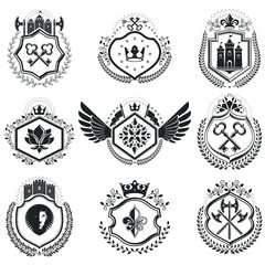 Heraldic Coat of Arms decorative emblems. Collection of symbols