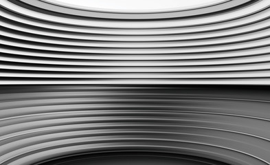 Horizontal black and white curved panels illustration background