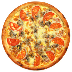   Tasty, flavorful pizza isolated on white background