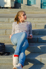 Young woman listening to music