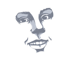 Facial expression, hand-drawn illustration of face of a girl wit