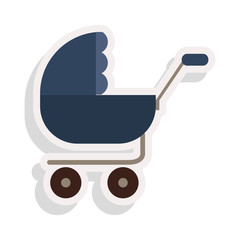 baby blue stroller icon over white background. vector illustration