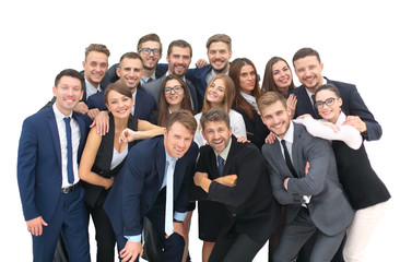 Business team people group crowd full length stand isolated on w