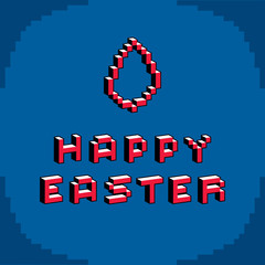 Happy Easter phrase created in digital technology style, vector