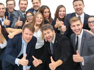 Fototapeta na wymiar Group of jubilant business people jumping for joy and shouting i