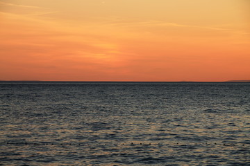 Sunset over the Adriatic sea in Brela , Croatia
