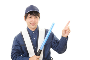 笑顔の交通誘導員