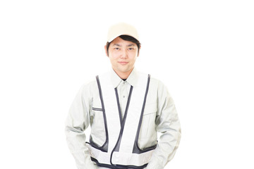 笑顔の交通誘導員