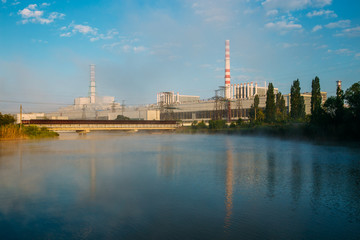 Fototapeta na wymiar Morning at the Kurchatov water reservoir. 