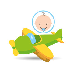 fun plane green toy baby icon vector illustration eps 10