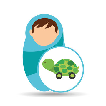 boy newborn wrap tortoise toy design vector illustration eps 10
