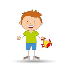 boy lovely smiling helicopter graphic vector illustration eps 10