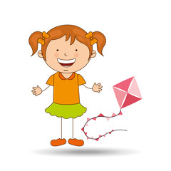beautiful girl smiling kite design icon vector illustration eps 10