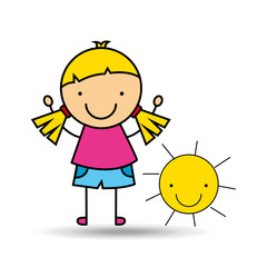 girl happy cartoon sun smlile vector illustration eps 10