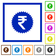 Indian Rupee sticker flat framed icons