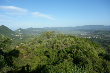Fototapeta na wymiar Pelekas - Panoramic view from Kaiser's Throne, Corfu, Greece