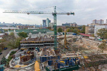 Cityscape with construction.