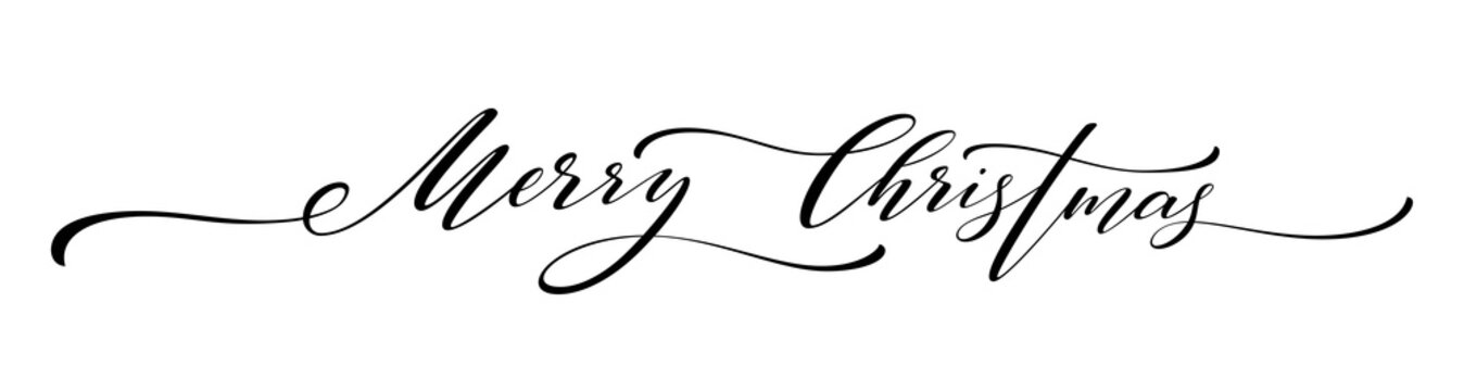 Merry Christmas hand lettering isolated. Vector illustration