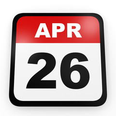 Fototapeta premium April 26. Calendar on white background.