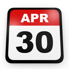 April 30. Calendar on white background.