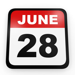 June 28. Calendar on white background.