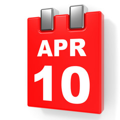 April 10. Calendar on white background.