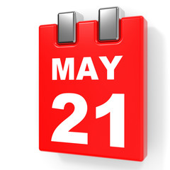 Fototapeta premium May 21. Calendar on white background.