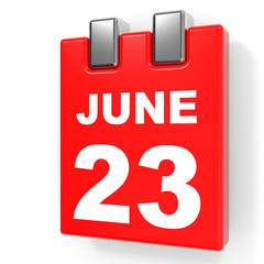 June 23. Calendar on white background.