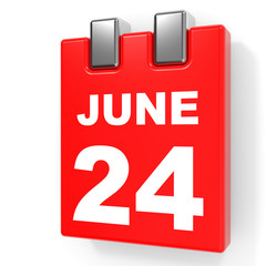 June 24. Calendar on white background.