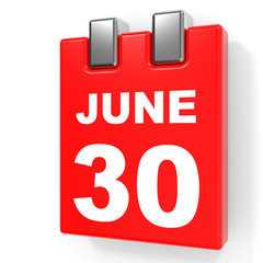 June 30. Calendar on white background.