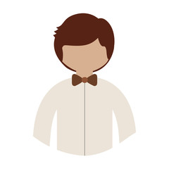 avatar male man cartoon wearing bow tie over white background. vector illustration