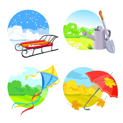 Fototapeta premium four seasons and seasonal objects