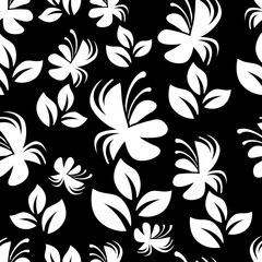 Gray vector floral pattern