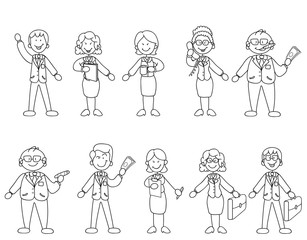 Verschiedene Geschäftsleute mit Gegenständen