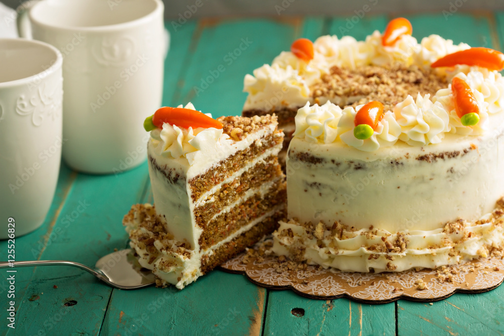 Canvas Prints slice of carrot cake with cream cheese frosting