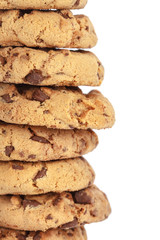Chocolate chip cookie on white