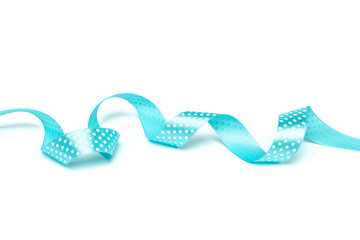 Shiny blue ribbon  isolated on white