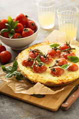 Savory cheese tart with cherry tomatoes